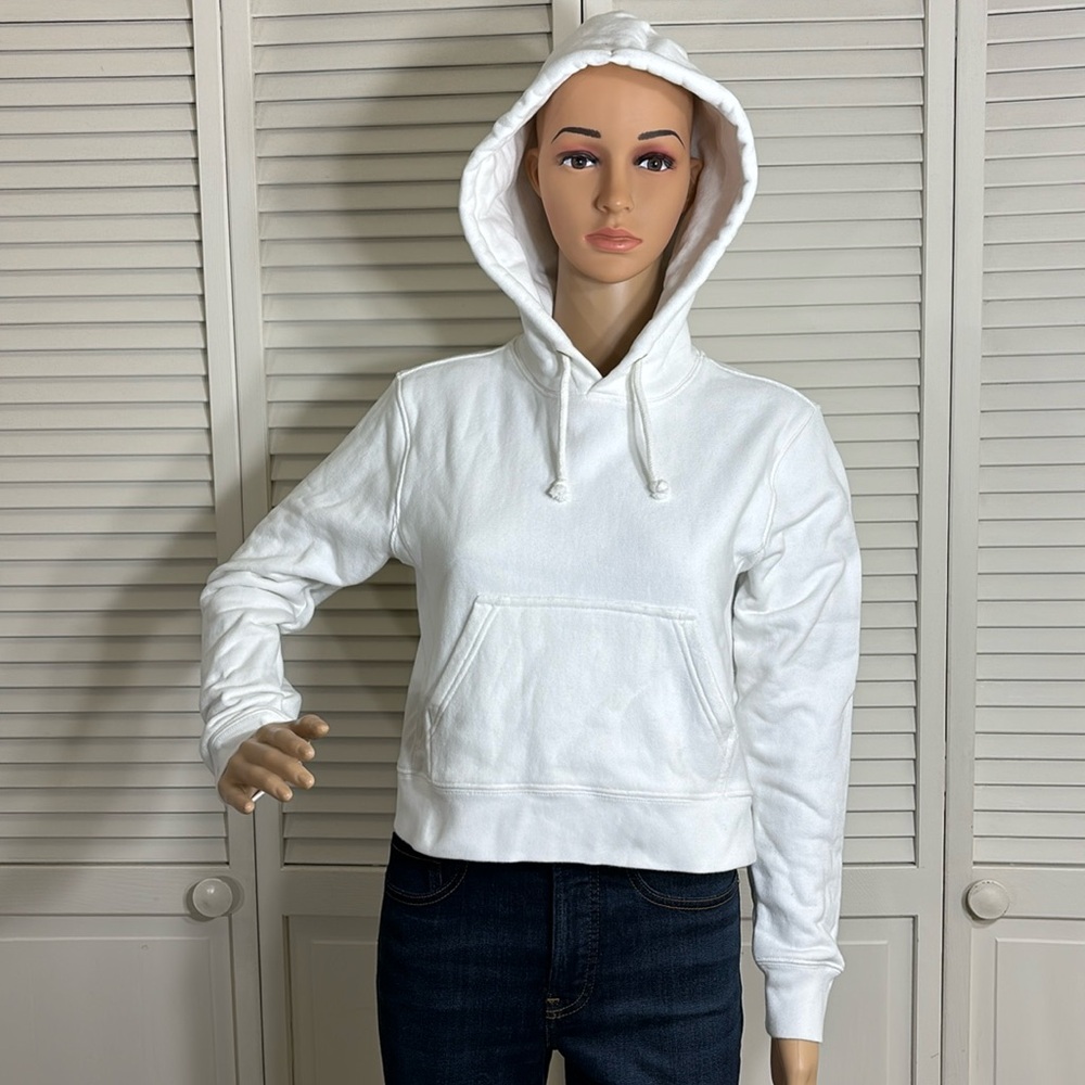 Rowing Blazer Cropped Terry White Hoodie Sweatshirt Small
